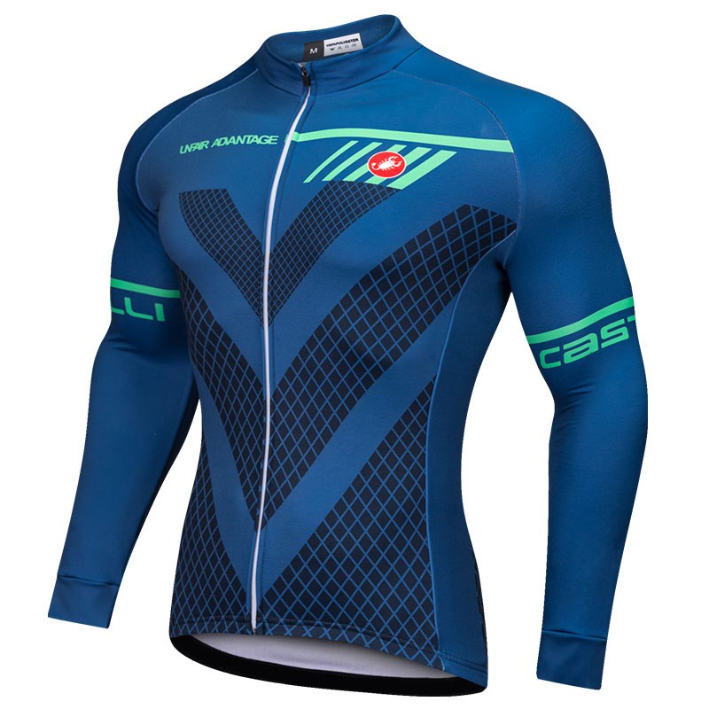 Castelli Blue High Quality Thermal Fleece Cycling Jersey Ropa Ciclismo ...