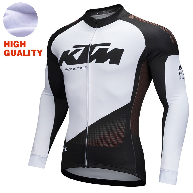 KTM Black and White Thermal Fleece Cycling Jersey Ropa Ciclismo Winter ...